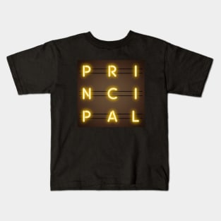 Principal Neon Sign Boxed Typography Kids T-Shirt